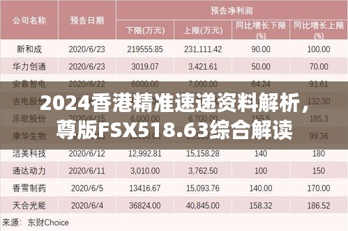 2024香港精準速遞資料解析，尊版FSX518.63綜合解讀