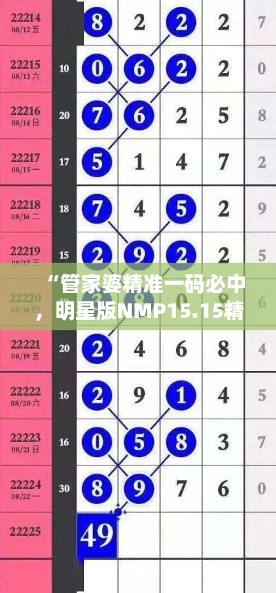 “管家婆精準一碼必中，明星版NMP15.15精選解析”