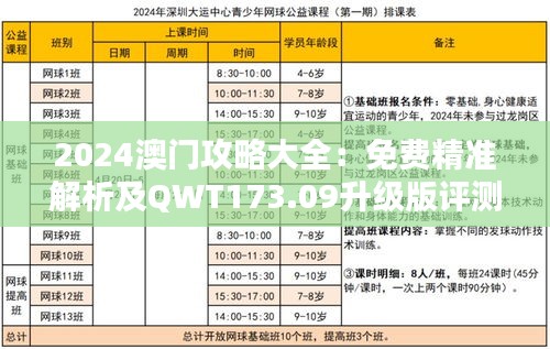 2024澳門攻略大全：免費精準解析及QWT173.09升級版評測