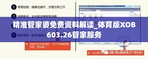 精準(zhǔn)管家婆免費資料解讀_體育版XOB603.26管家服務(wù)