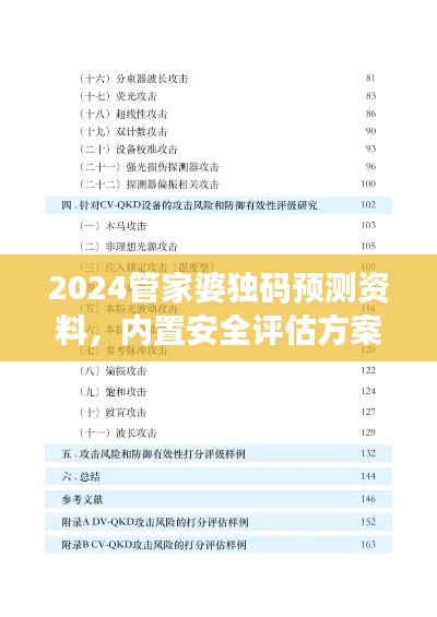 2024管家婆獨(dú)碼預(yù)測(cè)資料，內(nèi)置安全評(píng)估方案DPV19.31