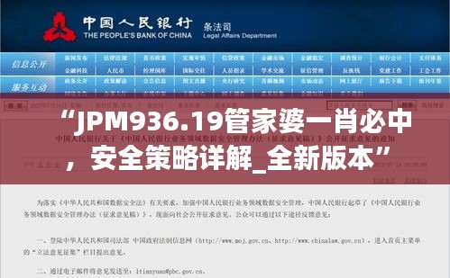 “JPM936.19管家婆一肖必中，安全策略詳解_全新版本”