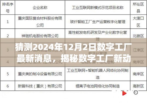 揭秘?cái)?shù)字工廠最新動(dòng)態(tài)，獨(dú)家解讀2024年12月2日數(shù)字工廠進(jìn)展與小巷特色小店探秘