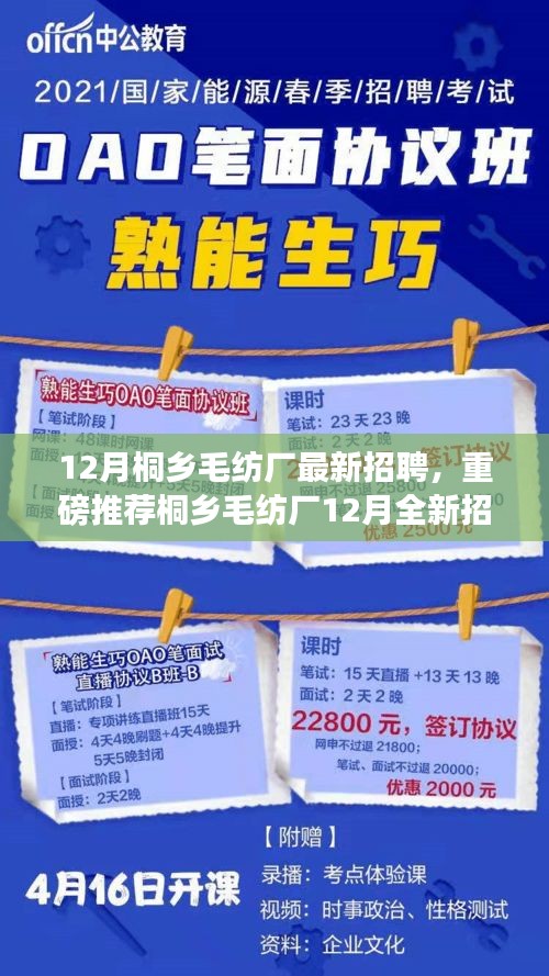 桐鄉(xiāng)毛紡廠12月全新招聘啟事，職業(yè)夢想從這里起航！