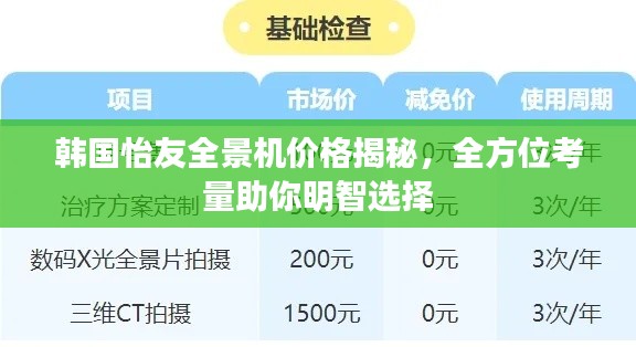 韓國怡友全景機(jī)價(jià)格揭秘，全方位考量助你明智選擇