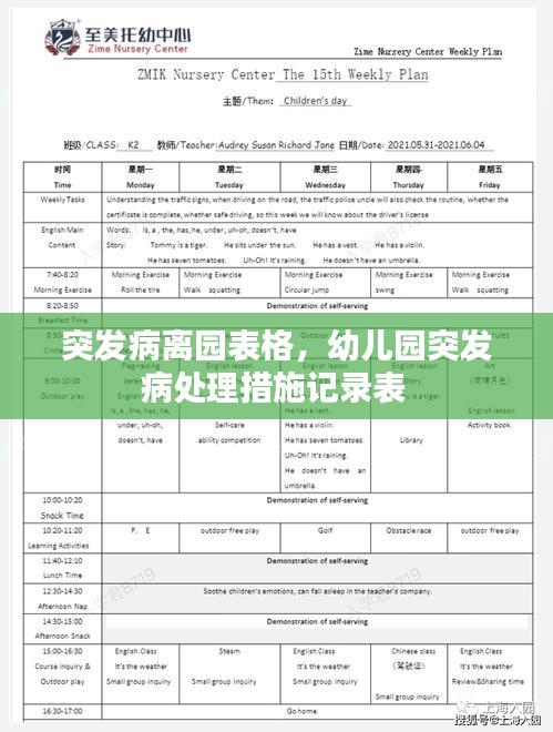 突發(fā)病離園表格，幼兒園突發(fā)病處理措施記錄表 